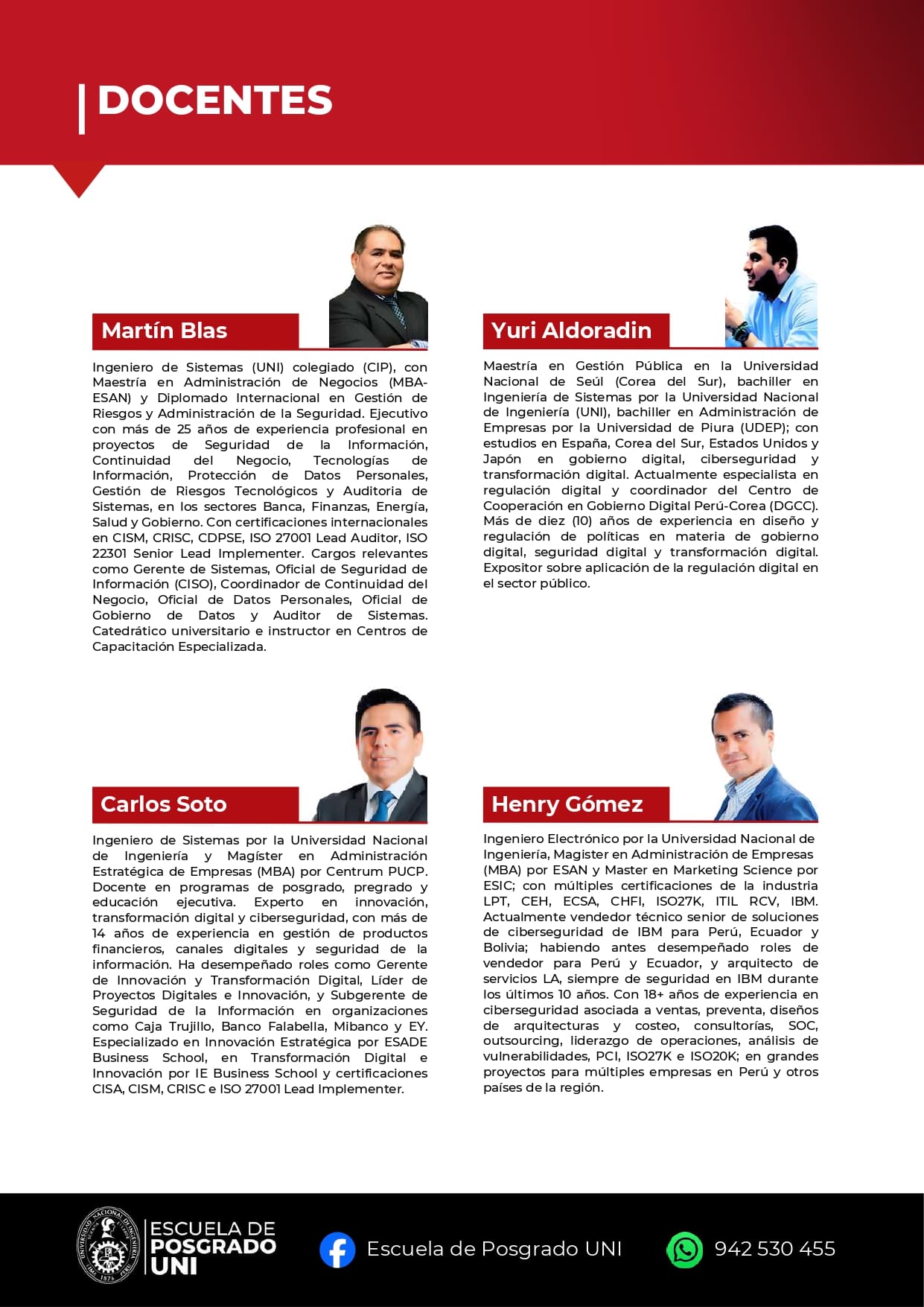 BROCHURE MAESTRÍA EN GOBIERNO Y GESTIÓN DE LA SEGURIDAD DIGITAL 2026 I DOCENTES4